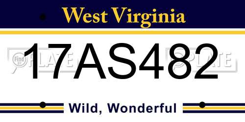 17AS482 West Virginia License Plate