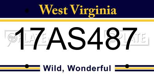 17AS487 West Virginia License Plate