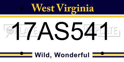 17AS541 West Virginia License Plate