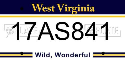 17AS841 West Virginia License Plate