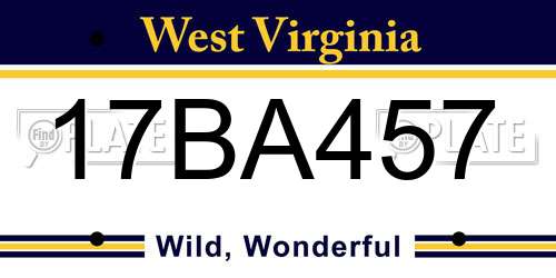 17BA457 West Virginia License Plate