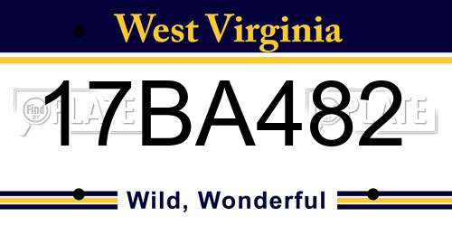17BA482 West Virginia License Plate