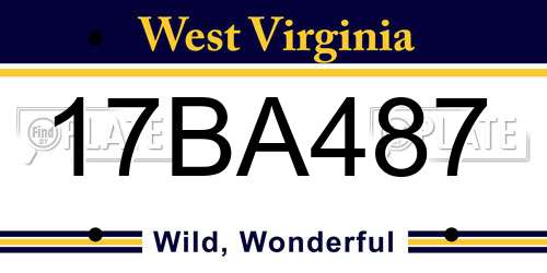 17BA487 West Virginia License Plate
