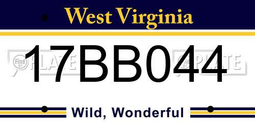 17BB044 West Virginia License Plate
