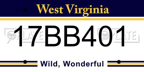 17BB401 West Virginia License Plate