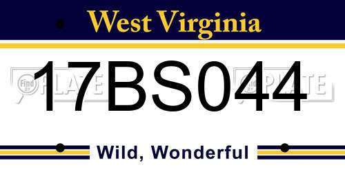 17BS044 West Virginia License Plate