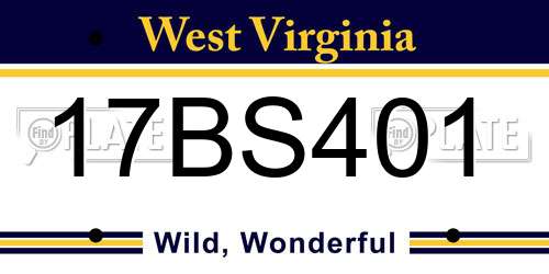 17BS401 West Virginia License Plate