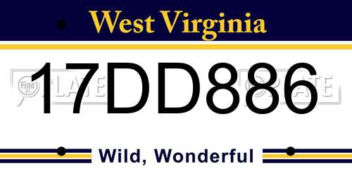 17DD886 West Virginia License Plate