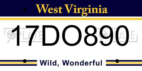 17DO890 West Virginia License Plate