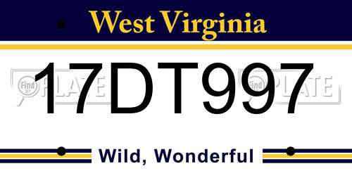 17DT997 West Virginia License Plate