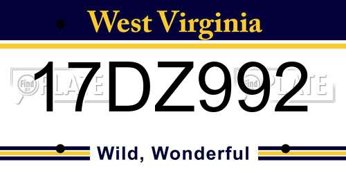 17DZ992 West Virginia License Plate