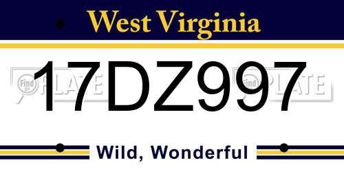 17DZ997 West Virginia License Plate