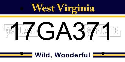 17GA371 West Virginia License Plate