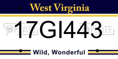 17GI443 West Virginia License Plate