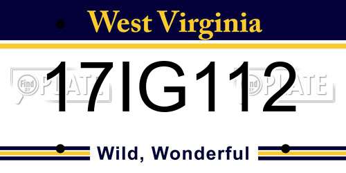 17IG112 West Virginia License Plate