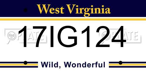 17IG124 West Virginia License Plate