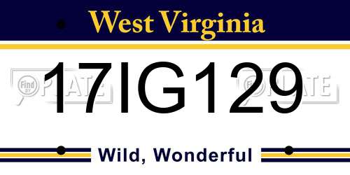 17IG129 West Virginia License Plate