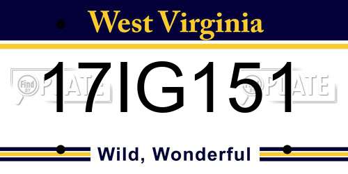 17IG151 West Virginia License Plate