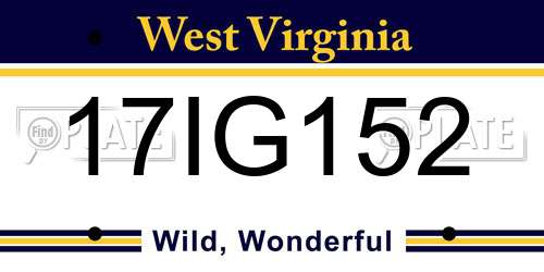 17IG152 West Virginia License Plate