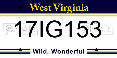 17IG153 West Virginia License Plate