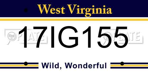 17IG155 West Virginia License Plate