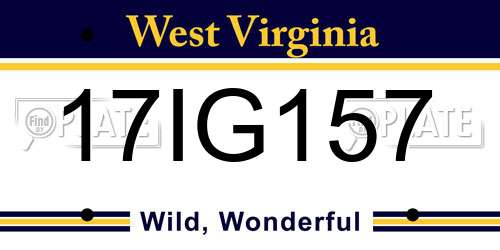 17IG157 West Virginia License Plate