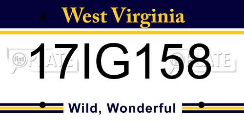 17IG158 West Virginia License Plate
