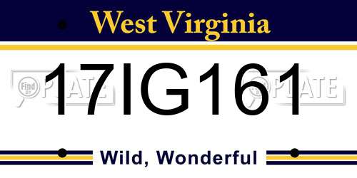 17IG161 West Virginia License Plate