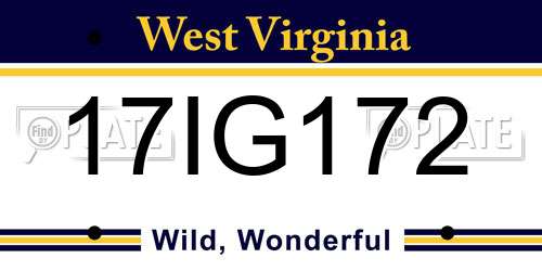 17IG172 West Virginia License Plate