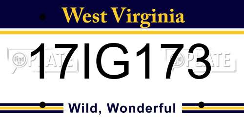 17IG173 West Virginia License Plate