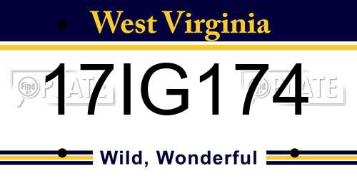 17IG174 West Virginia License Plate