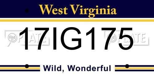 17IG175 West Virginia License Plate