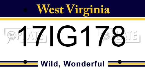 17IG178 West Virginia License Plate