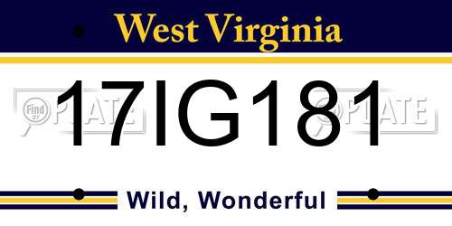 17IG181 West Virginia License Plate