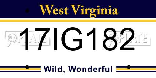 17IG182 West Virginia License Plate