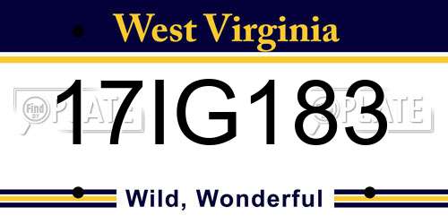 17IG183 West Virginia License Plate