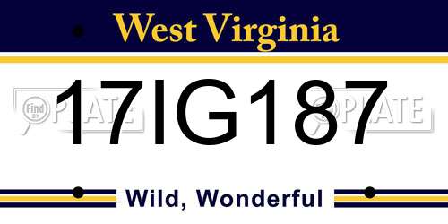 17IG187 West Virginia License Plate