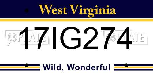 17IG274 West Virginia License Plate