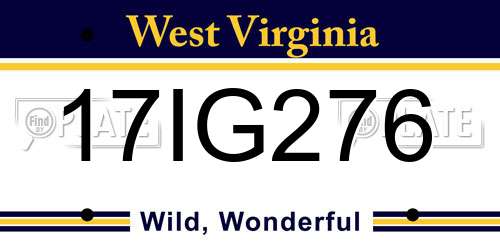 17IG276 West Virginia License Plate