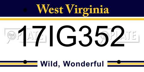 17IG352 West Virginia License Plate
