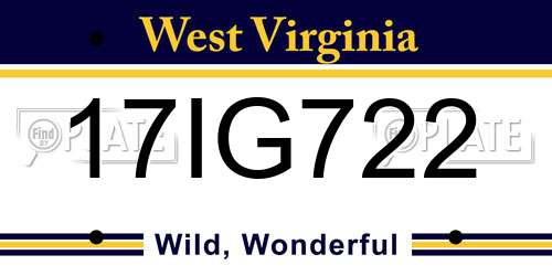 17IG722 West Virginia License Plate
