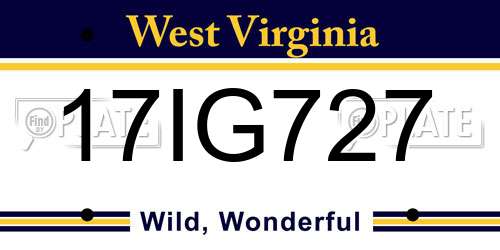 17IG727 West Virginia License Plate