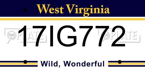17IG772 West Virginia License Plate