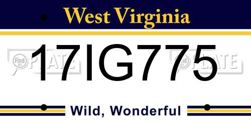17IG775 West Virginia License Plate