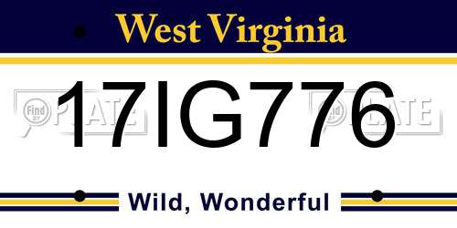 17IG776 West Virginia License Plate