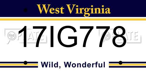 17IG778 West Virginia License Plate