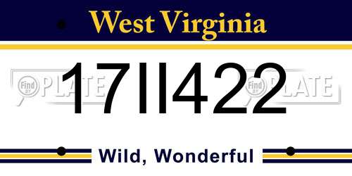 17II422 West Virginia License Plate