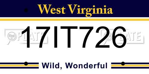 17IT726 West Virginia License Plate