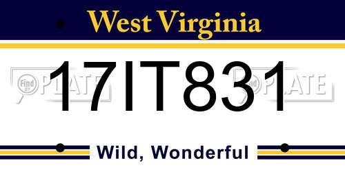 17IT831 West Virginia License Plate