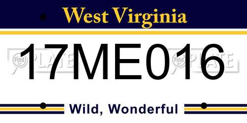 17ME016 West Virginia License Plate